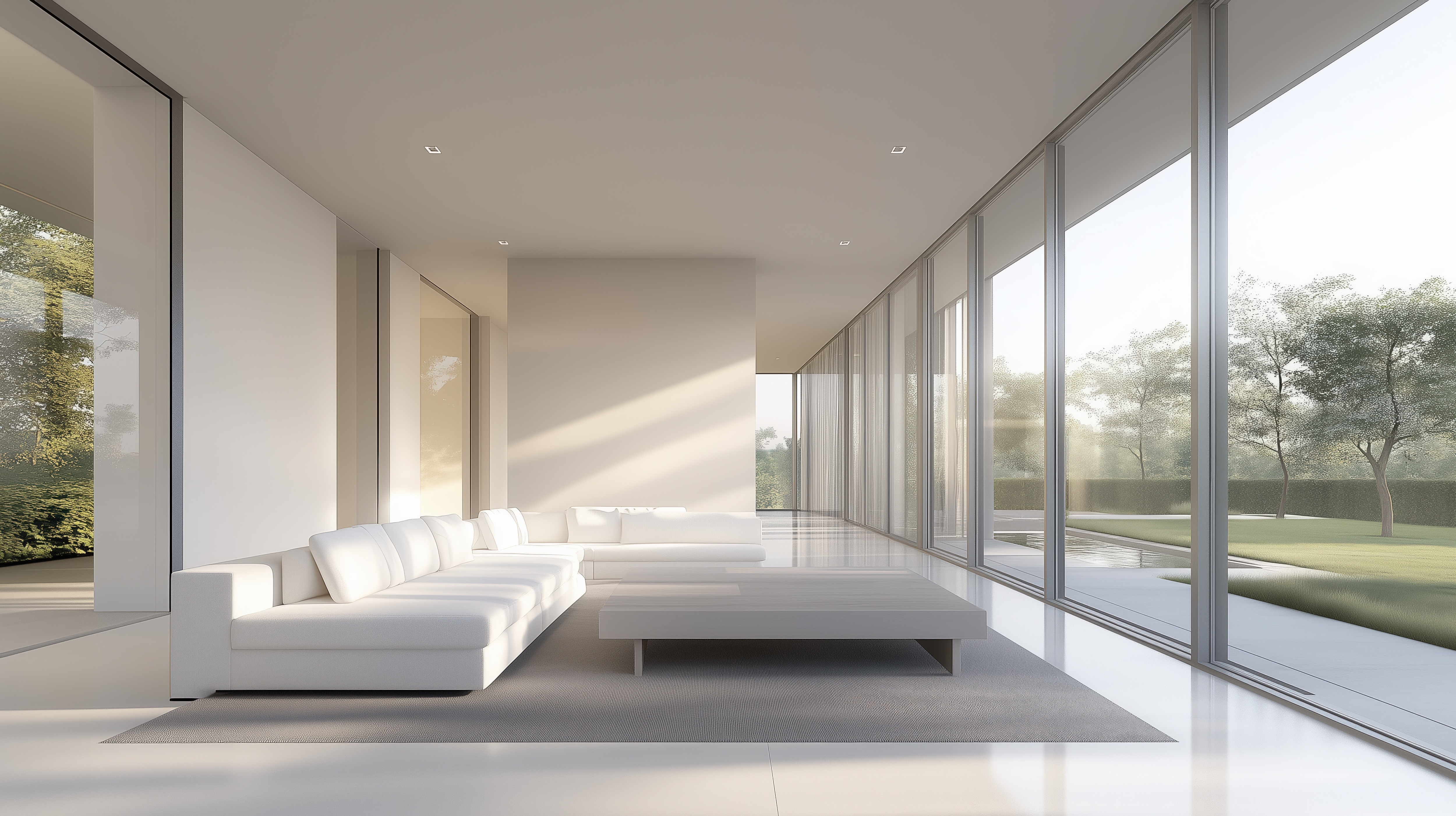 Photo de grandes baies vitr&eacute;es en double vitrage offrant une luminosit&eacute; maximale et une ouverture totale sur l&rsquo;ext&eacute;rieur. Cette installation moderne assure une excellente isolation thermique et acoustique tout en cr&eacute;ant une continuit&eacute; &eacute;l&eacute;gante entre l&rsquo;int&eacute;rieur et le jardin.