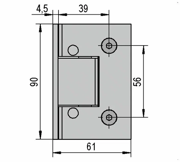 Paumelle pour porte de douche Bilbao Premium, verre-mur 90° Inox brossé mat raccord mural des deux côtés ( BO5211552 )