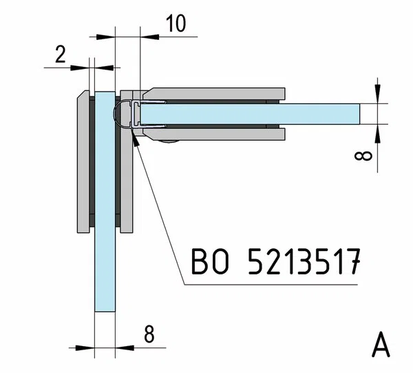 Paumelle pour porte de douche Bilbao Select, verre-verre 90° ( BO5211806 )